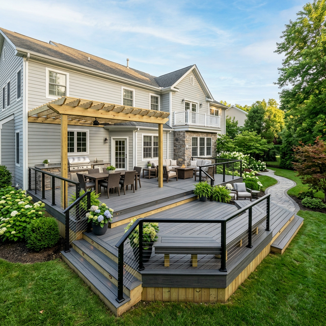 Multi-Level Composite Deck in Clifton, NJ 07012 - Jersey Elite Construction